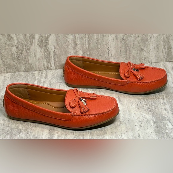 Coach Greenwich Red Orange Driving Moccasins Loafers Slip Ons 6.5B NEW - Picture 5 of 10